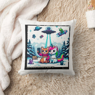 Cat & Unicorn UFO Selfie: Big Meeting Pillow #1