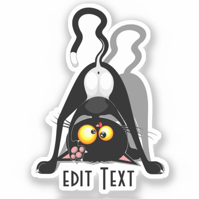 Cat Upside Down Funny Cartoon Character (Front)