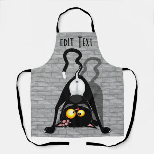 Cat Upside Down Funny Cartoon Character Apron