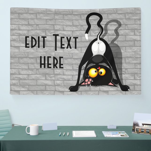 Cat Upside Down Funny Cartoon Character Banner (Tradeshow)