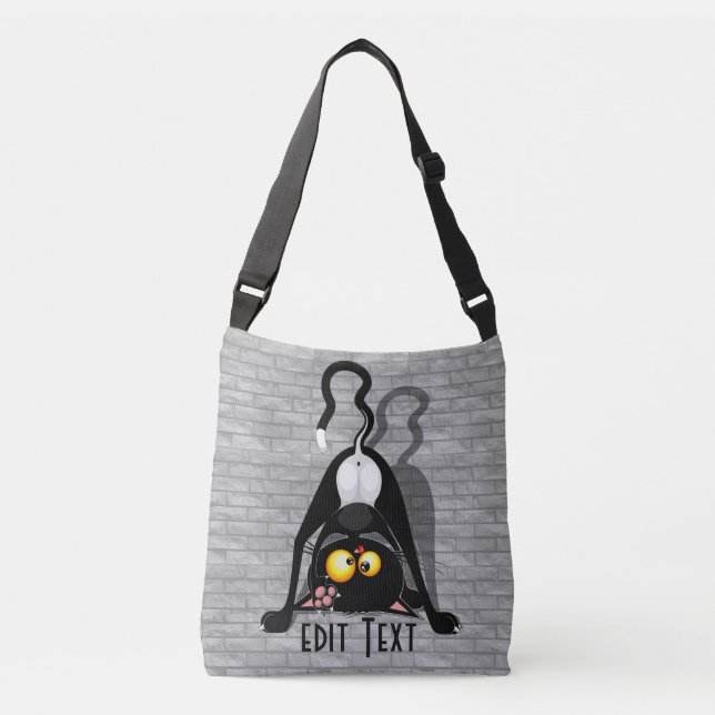 Cat Upside Down Funny Cartoon Character Crossbody Bag (Front)