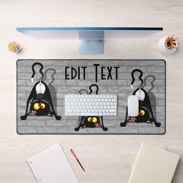 Cat Upside Down Funny Cartoon Character Desk Mat (Office 1)