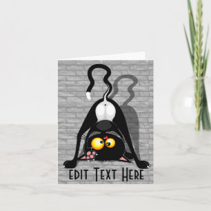 Cat Upside Down Funny Cartoon Character Invitation
