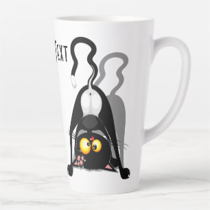 Cat Upside Down Funny Cartoon Character Latte Mug