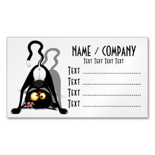 Cat Upside Down Funny Cartoon Character Magnetic Business Card
