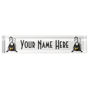 Cat Upside Down Funny Cartoon Character Nameplate