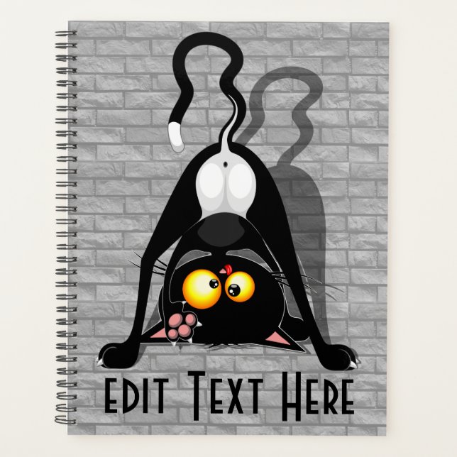 Cat Upside Down Funny Cartoon Character Planner (Front)