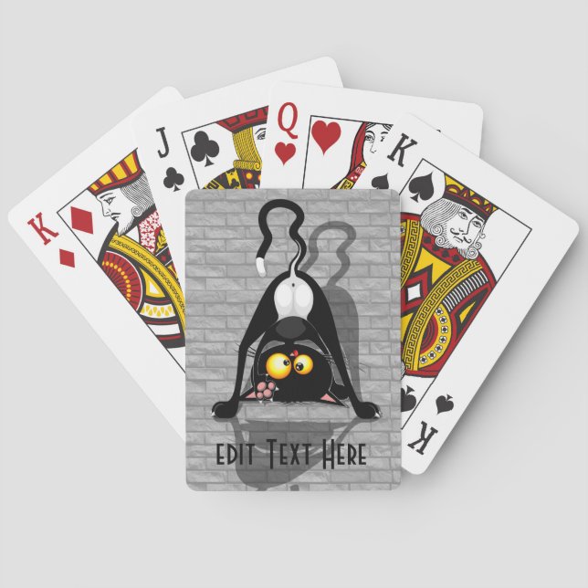 Cat Upside Down Funny Cartoon Character Playing Cards (Back)