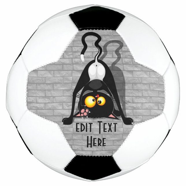 Cat Upside Down Funny Cartoon Character Soccer Ball (Front)