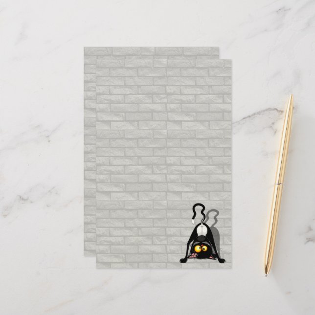 Cat Upside Down Funny Cartoon Character Stationery (Front/Back In Situ)
