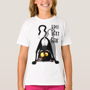 Cat Upside Down Funny Cartoon Character T-Shirt