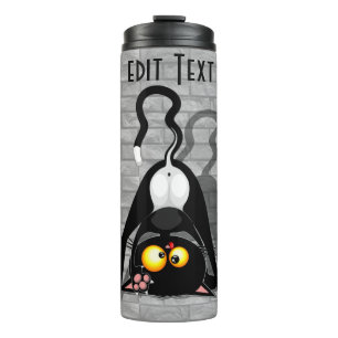 Cat Upside Down Funny Cartoon Character Thermal Tumbler
