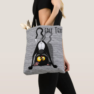 Cat Upside Down Funny Cartoon Character Tote Bag