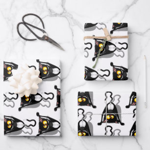 Cat Upside Down Funny Cartoon Character Wrapping Paper Sheet