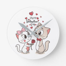Cat Valentine 10" Arrondi Mur Horloge