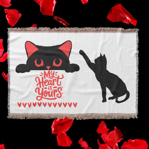 Cat Valentine - My Heart is Yours on white Throw Blanket