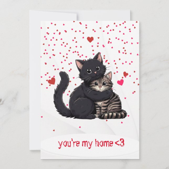 Cat Valentines Day Card- cute cat Holiday Card (Front)