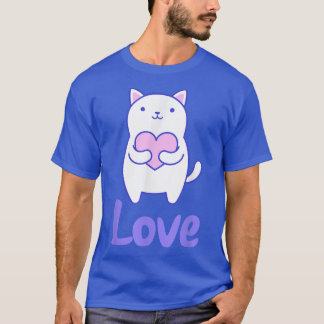 Cat Valentines' Day Love Heart Pajama Girls Women T-Shirt