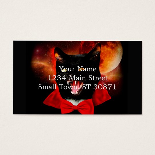 cat vampire - black cat - funny cats business card