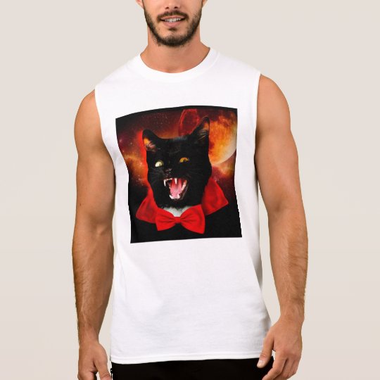 cat vampire - black cat - funny cats sleeveless shirt