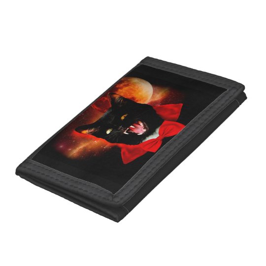 cat vampire - black cat - funny cats trifold wallets
