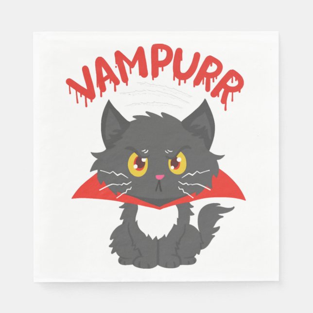 Cat Vampire Halloween Napkin (Front)