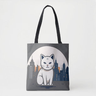 Cat Vector Art Animal Modern Urban Graphic City Tote Bag