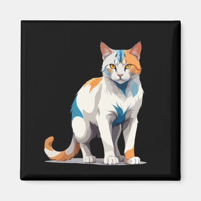 Cat Vector Art with Vibrant Colours Magnet (Front)
