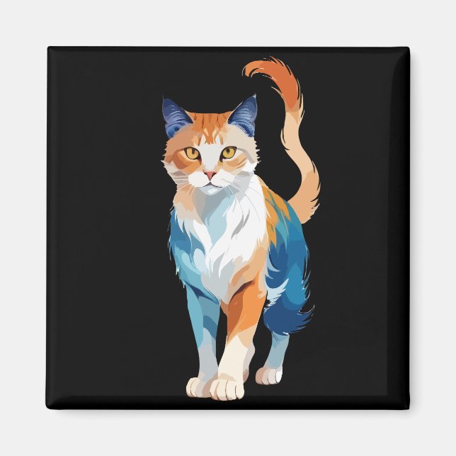 Cat Vector Art with Vibrant Colours Magnet (Front)