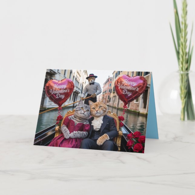 Cat Venice Valentine's Day Card (Front)