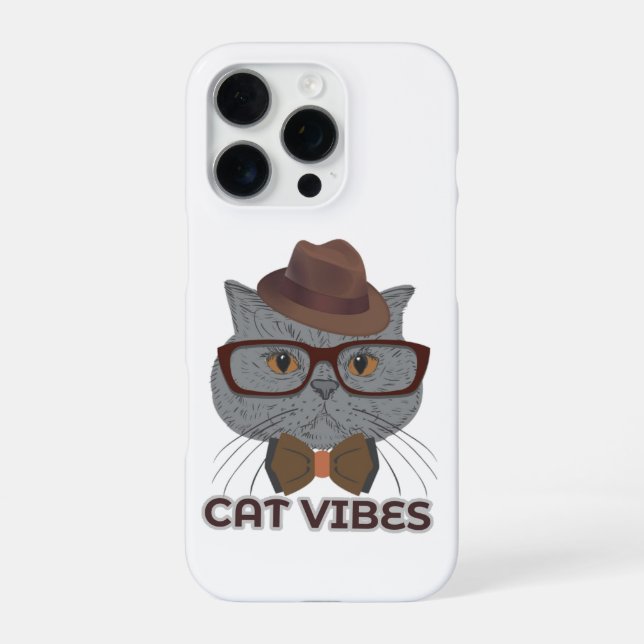 Cat Vibes – Cool Grey Cat Design iPhone Case (Back)