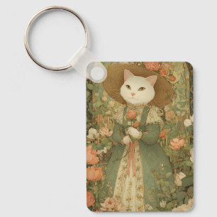 Cat - Victorian Cat Lady Rosewood Keychain