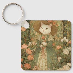 Cat - Victorian Cat Lady Rosewood Keychain