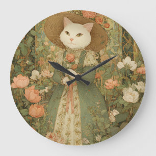 Cat - Victorian Cat Lady Rosewood Large Clock