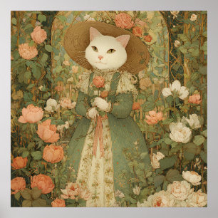 Cat - Victorian Cat Lady Rosewood Poster
