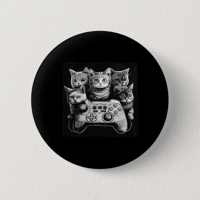 Cat Video Game Controller Squad  2 Inch Round Button (Front)
