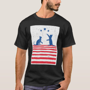 Cat Vintage American Flag 4th Of July_1 T-Shirt