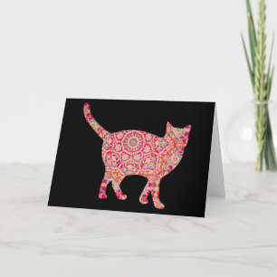 Cat Vintage Floral Card Series 14 Art Note Card