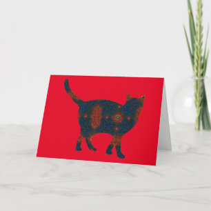 Cat Vintage Floral Card Series 6
