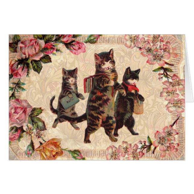 Cat Vintage Pretty Antique Kittens (Front Horizontal)
