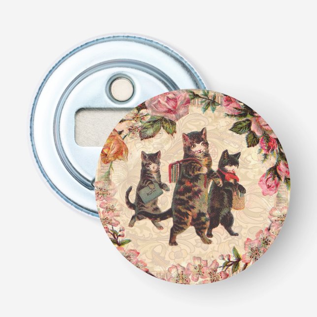 Cat Vintage Pretty Antique Kittens Bottle Opener (Front)