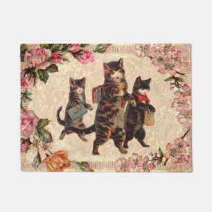 Cat Vintage Pretty Antique Kittens Doormat