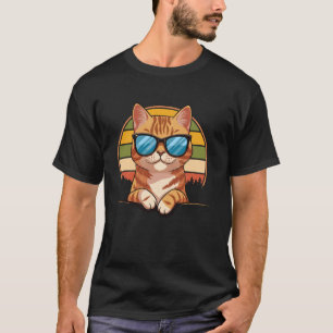Cat Vintage Style Orange Cat Wearing Sunglasses T-Shirt