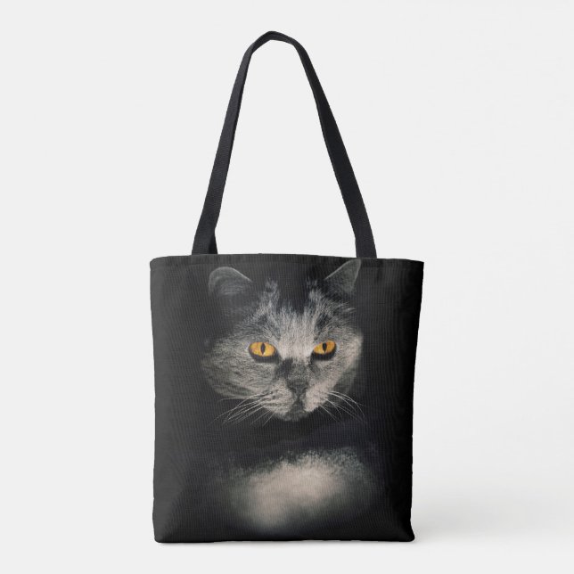 Cat Vision | Grey Cat | Cat's Eyes Tote Bag (Back)