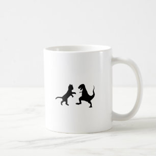 cat vs t-rex coffee mug