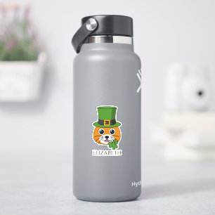 Cat w Hat and Shamrock St Patrick's   Personalize