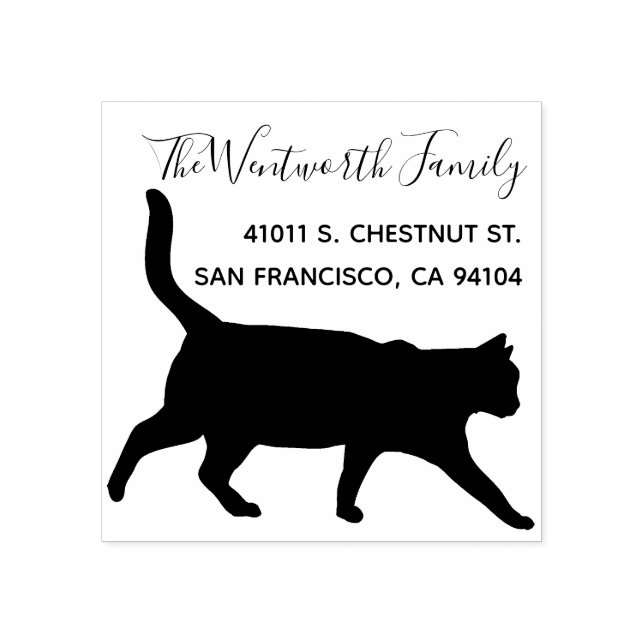 Cat Walk return address Rubber Stamp (Imprint)