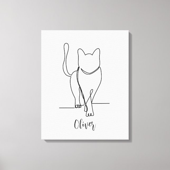 Cat Walking Drawing Print One Line Personalized (Front)