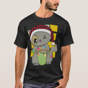 Cat Warabi Mochi Drink Anime Kawaii Neko Christmas T-Shirt