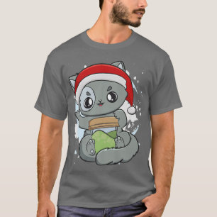 Cat Warabi Mochi Drink Anime Kawaii Neko Christmas T-Shirt